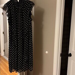 Nina Leonard Black and White Polka Dot Dress 2XL